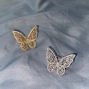 Large Crystal Butterfly Ring